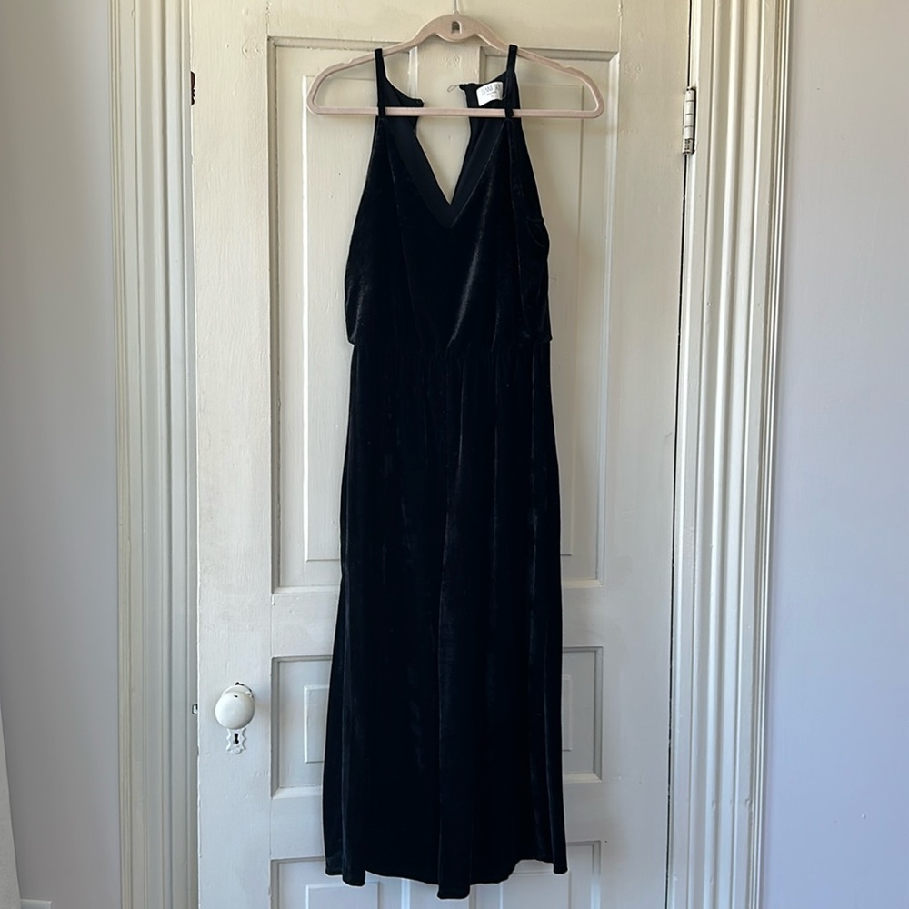 Black velvet jumpsuit
